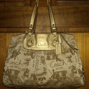 Authentic Coach Ashley Rare Horse & Carriage Carryall Handbag Shoulder Bag Tote.